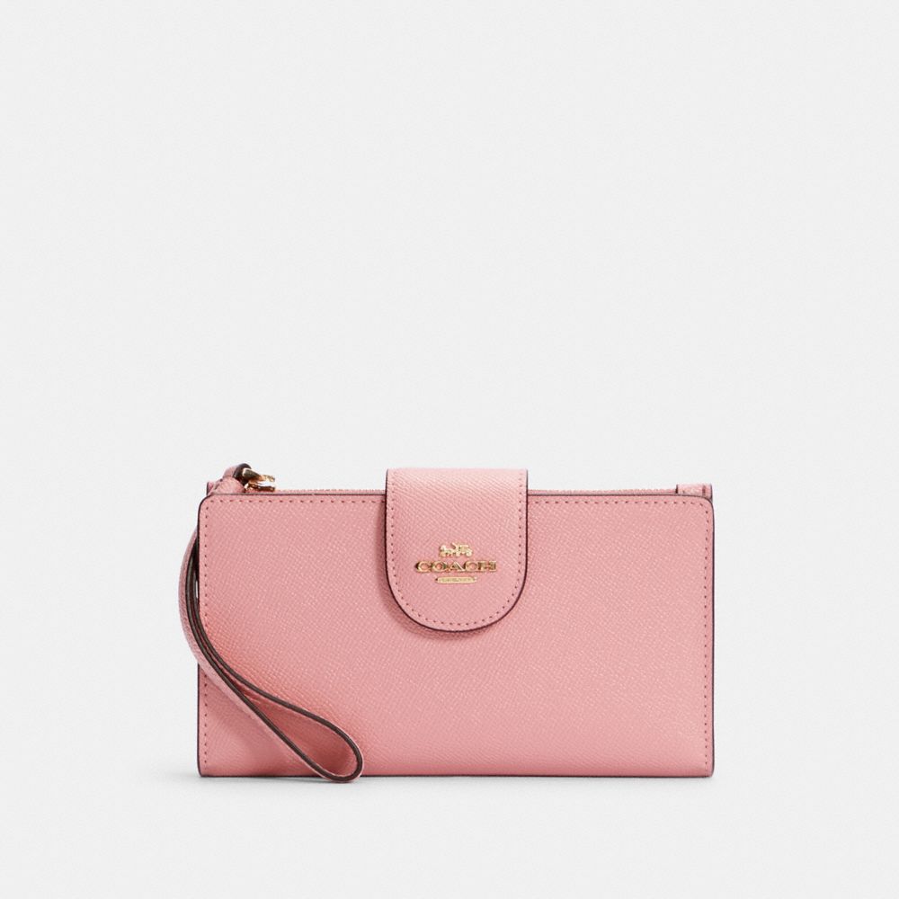 COACH®,PORTEFEUILLE POUR TÉLÉPHONE,Cuir,Or/Rose fard pâle,Front View