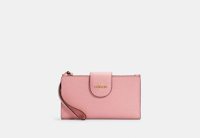 COACH®,PHONE WALLET,Leather,Gold/Light Blush,Front View