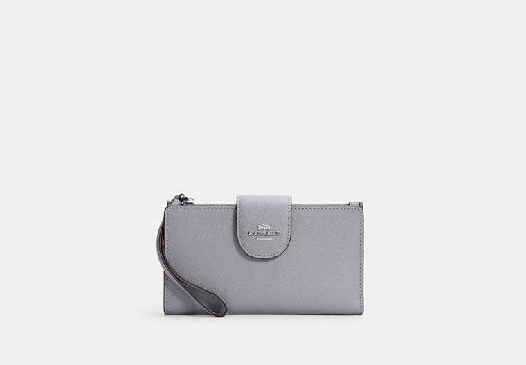COACH®,PHONE WALLET,Leather,Silver/Granite,Front View