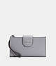 COACH®,PHONE WALLET,Leather,Small,Silver/Granite,Front View