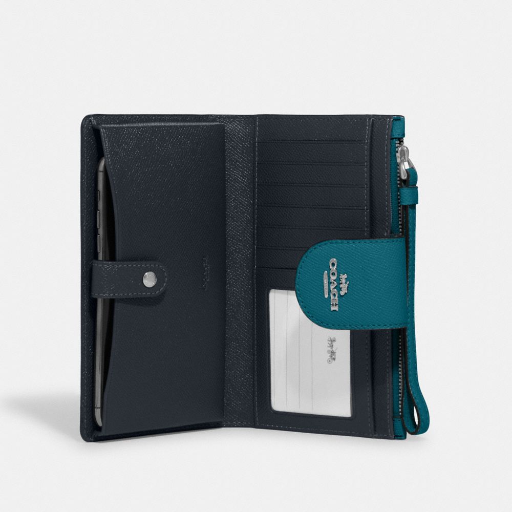COACH®,Phone Wallet,Leather,Wristlet,Bi Fold,Casual,,Inside View,Top View