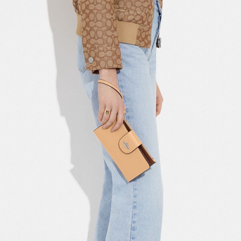 COACH®,Phone Wallet,Leather,Wristlet,Bi Fold,Casual,Beige,Detail View