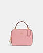 COACH®,BOX CROSSBODY,Leather,Small,Gold/Bubblegum,Front View