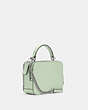 COACH®,BOX CROSSBODY,Leather,Small,Silver/PALE GREEN,Angle View