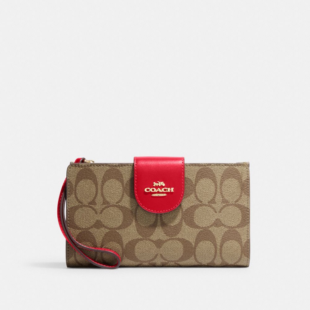 INCOMING ETA END NOVEMBER 2023] Coach Tech Wallet In Colorblock Signature  Canvas in Light Khaki/Light Saddle (C2874) - USA Loveshoppe