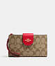 COACH®,PHONE WALLET IN COLORBLOCK SIGNATURE CANVAS,Im/Khaki/Electric Red,Front View