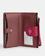 COACH®,PHONE WALLET IN COLORBLOCK SIGNATURE CANVAS,pvc,Silver/Brown/Bright Violet,Inside View,Top View
