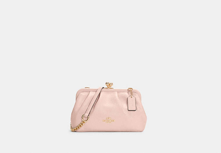 COACH®,NORA KISSLOCK CROSSBODY,Leather,Gold/Pale Pink,Front View