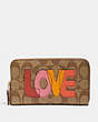 Medium Id Zip Wallet In Signature Canvas With Love Print