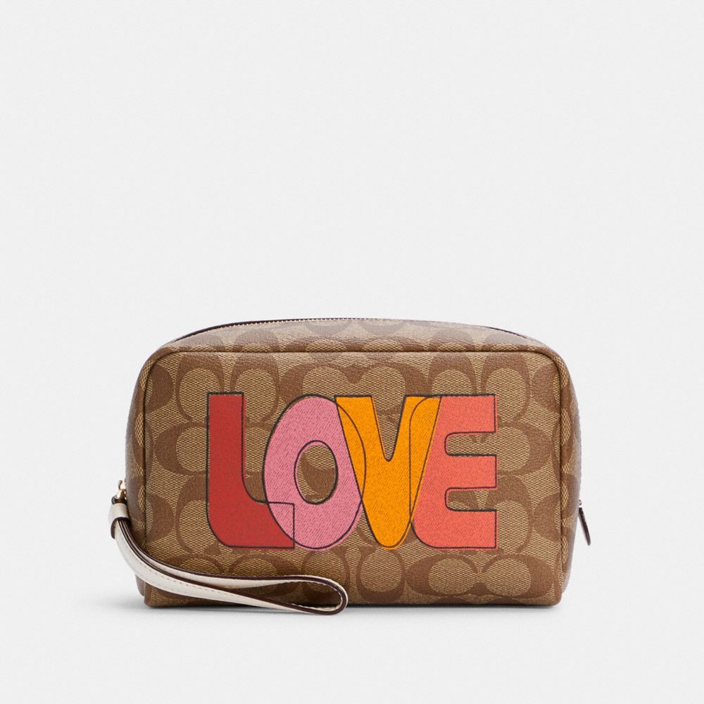 COACH Outlet Boxy Cosmetic Case In Signature Canvas With Love Print