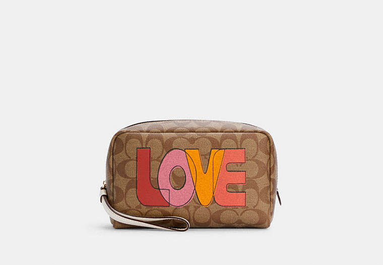 Boxy Cosmetic Case In Signature Canvas With Love Print