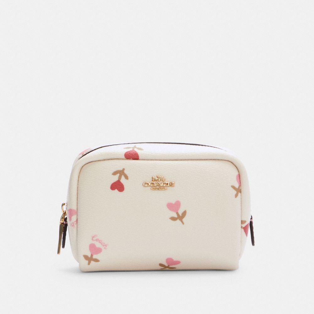 COACH Outlet Mini Boxy Cosmetic Case With Heart Floral Print