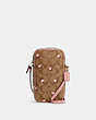 COACH®,NORTH/SOUTH ZIP CROSSBODY IN SIGNATURE CANVAS WITH HEART FLORAL PRINT,pvc,Gold/Khaki Red Multi,Front View