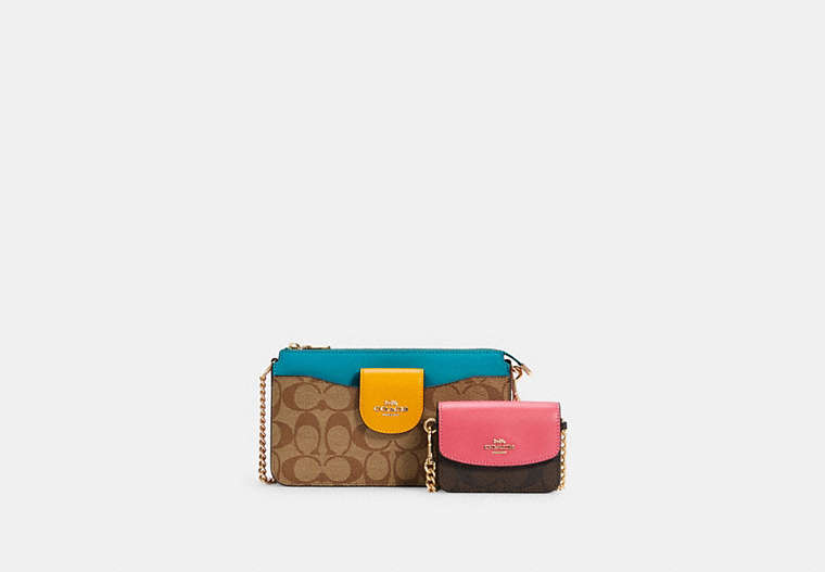 Poppy Crossbody With Card Case In Colorblock Signature Canvas