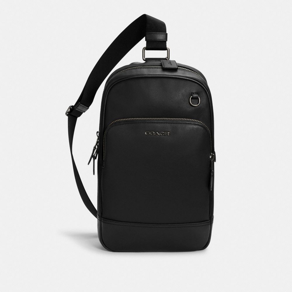 COACH®,GRAHAM PACK,Smooth Leather,Medium,Everyday,Gunmetal/Black,Front View image number 0
