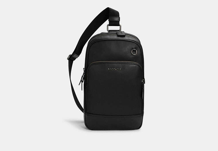 COACH®,GRAHAM PACK,Leather,Medium,Everyday,Gunmetal/Black,Front View image number 0