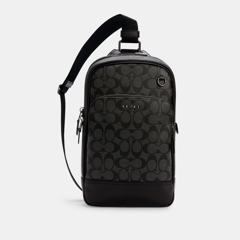 COACH Graham Crossbody Bag In Signature Canvas in Black for Men