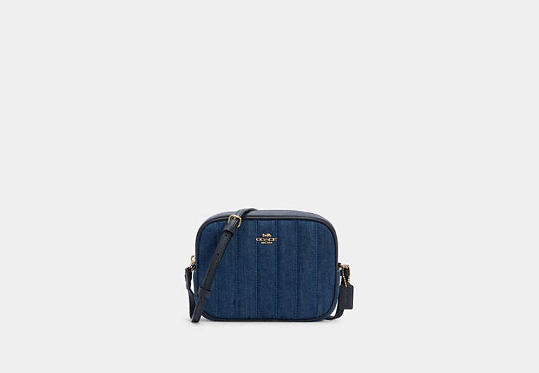 COACH®,MINI CAMERA BAG WITH QUILTING,Gold/Denim Multi,Front View