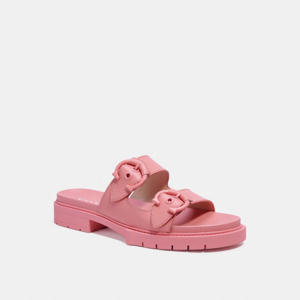 COACH®,PIPER SANDAL,Leather,Taffy,Front View