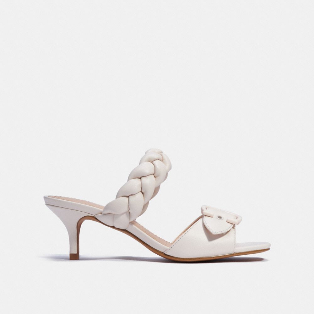 COACH®,MOLLIE SANDAL,Leather,Chalk,Angle View