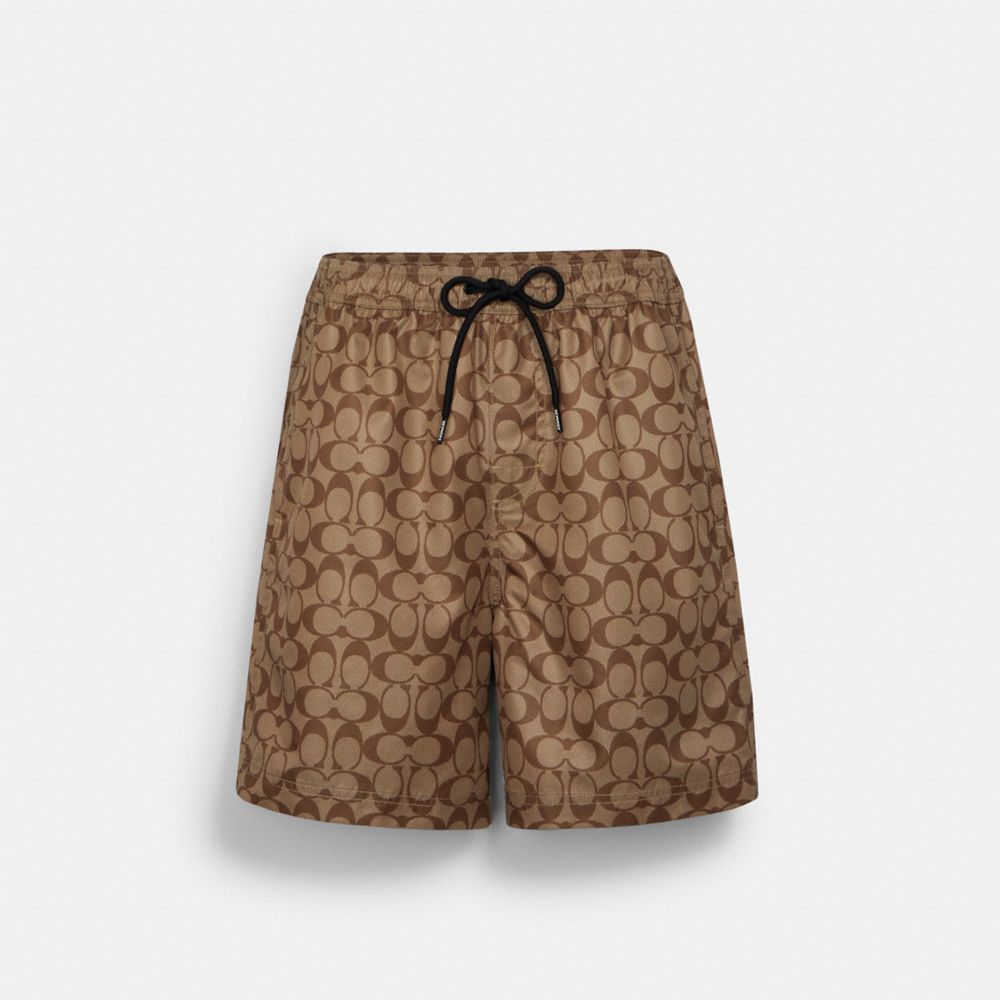 COACH®,SIGNATURE SWIM TRUNKS,n/a,Khaki Signature,Front View image number 0