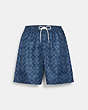 COACH®,SIGNATURE SWIM TRUNKS,n/a,Chambray Signature,Front View