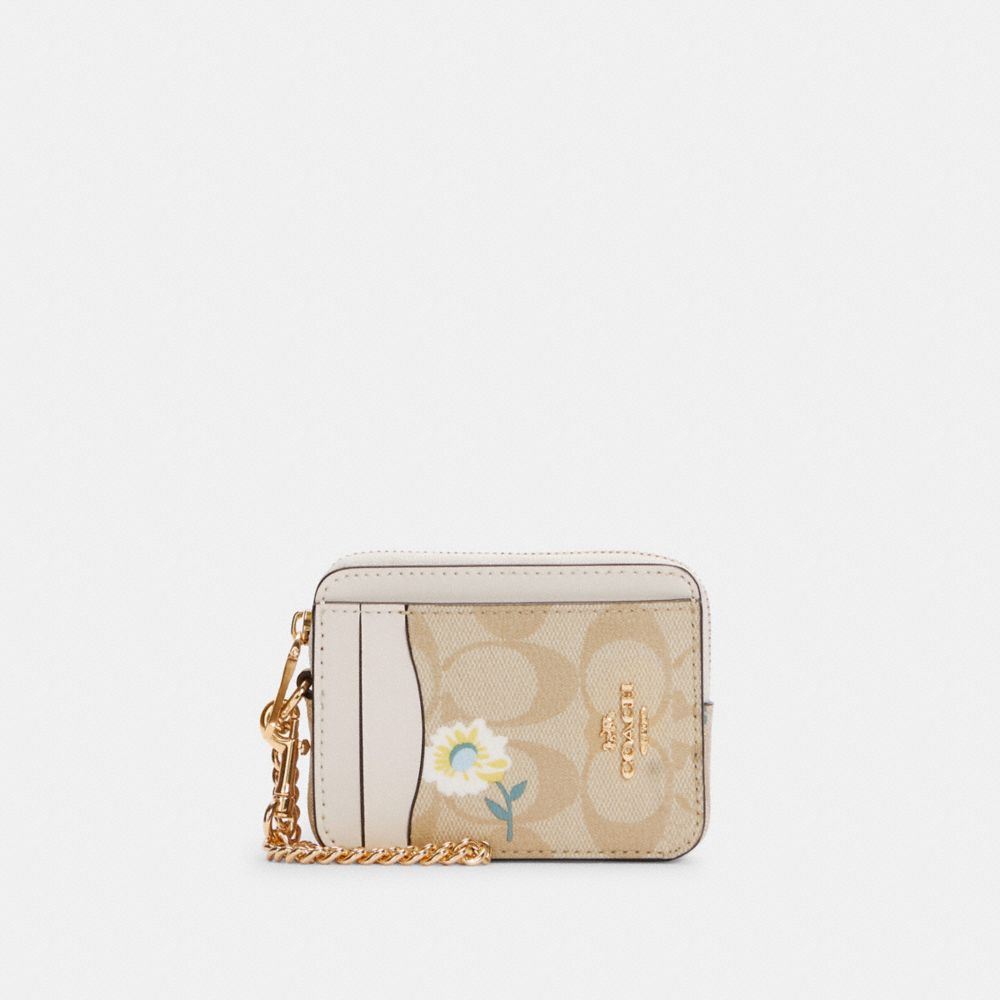 Coach Outlet Zip Card Case In Signature Canvas