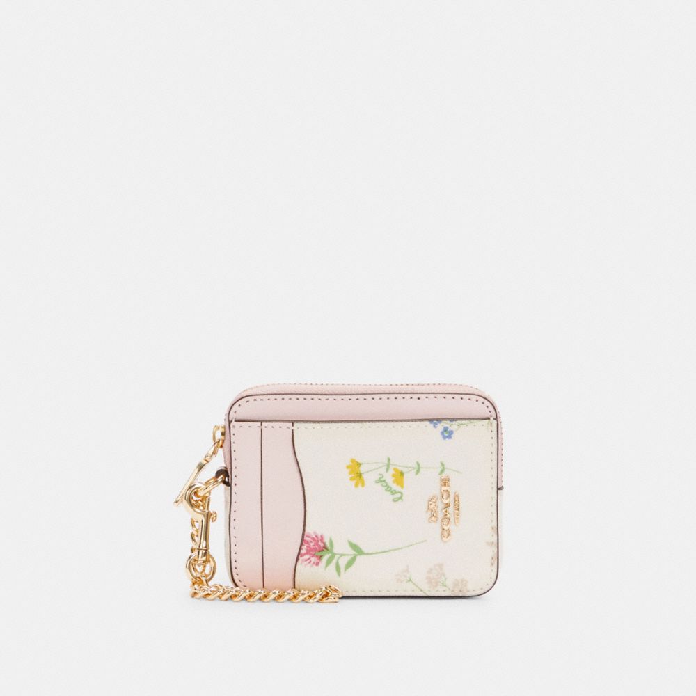 Coach Outlet L Zip Card Case With Snail Print in White