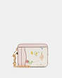 COACH®,ZIP CARD CASE WITH SPACED WILDFLOWER PRINT,Gold/Chalk Multi,Front View