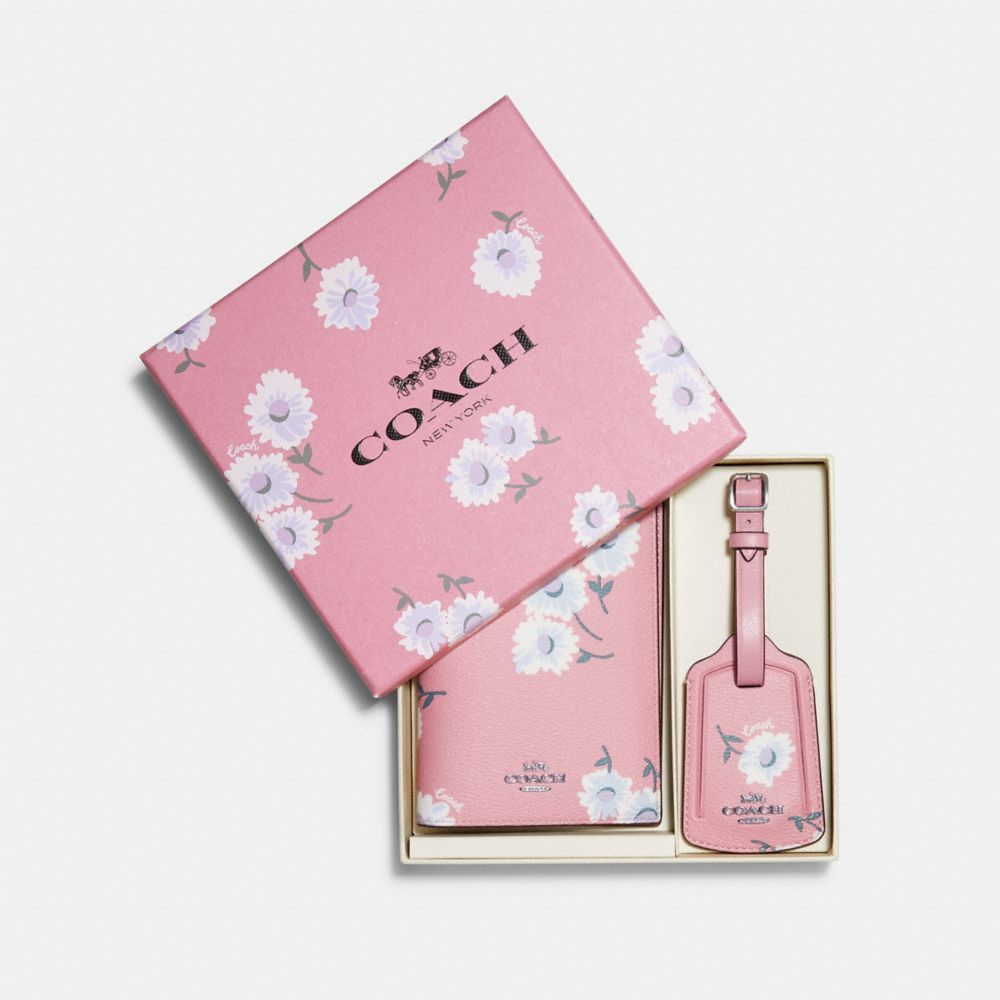 Buy the COACH Stripe Pink Signature Print Leather Passport Holder