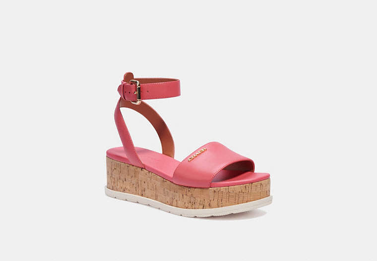COACH®,TALULAH SANDAL,Leather,Fuchsia.,Front View