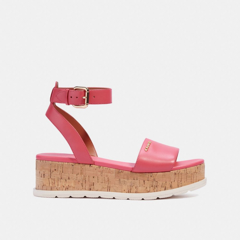 COACH®,SANDALES TALULAH,Cuir,Fuchsia.,Angle View