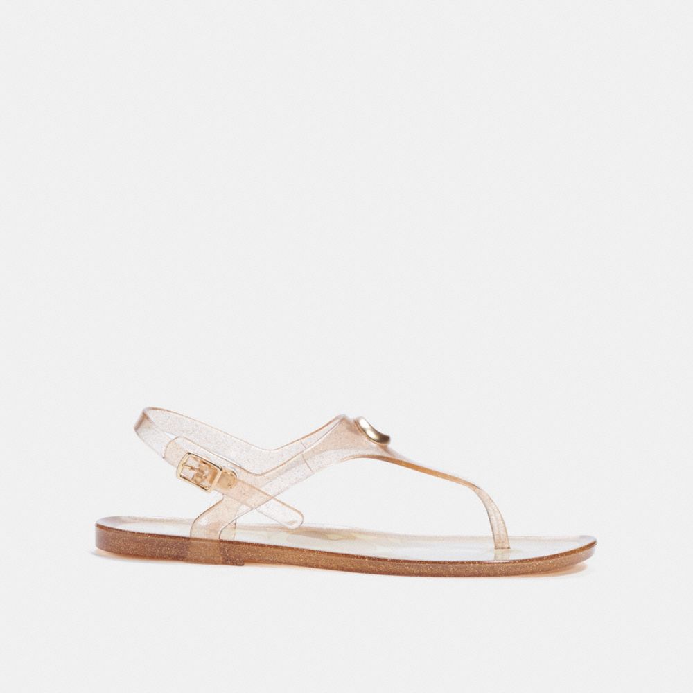 COACH®,NATALEE JELLY SANDAL,Dark Gold,Angle View