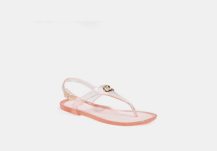 COACH®,NATALEE JELLY SANDAL,Rubber,Rose Gold,Front View