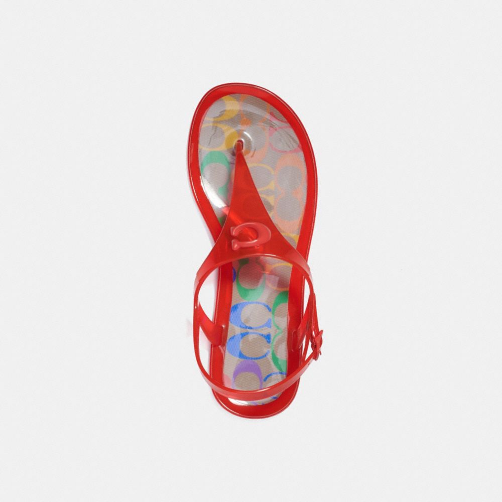 COACH®,NATALEE JELLY SANDAL,Red Orange,Inside View,Top View