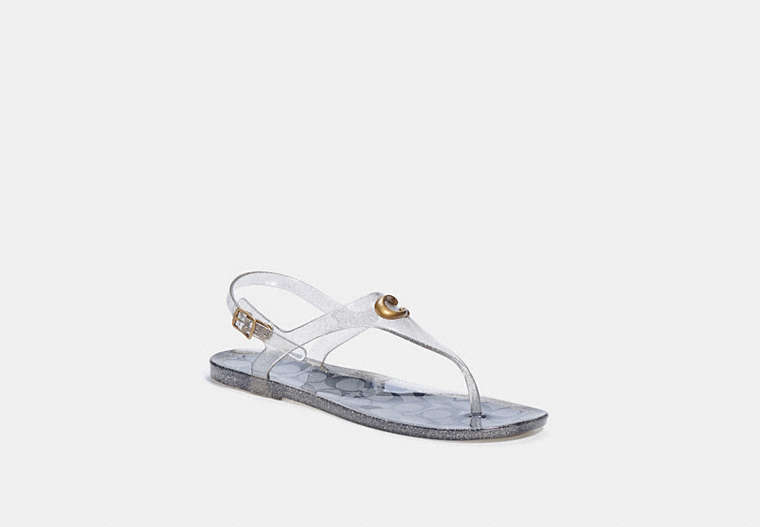 COACH®,NATALEE JELLY SANDAL,Rubber,Silver,Front View