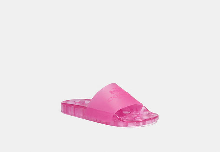 COACH®,ULYSSA SLIDE,Rubber,Bold Pink,Front View
