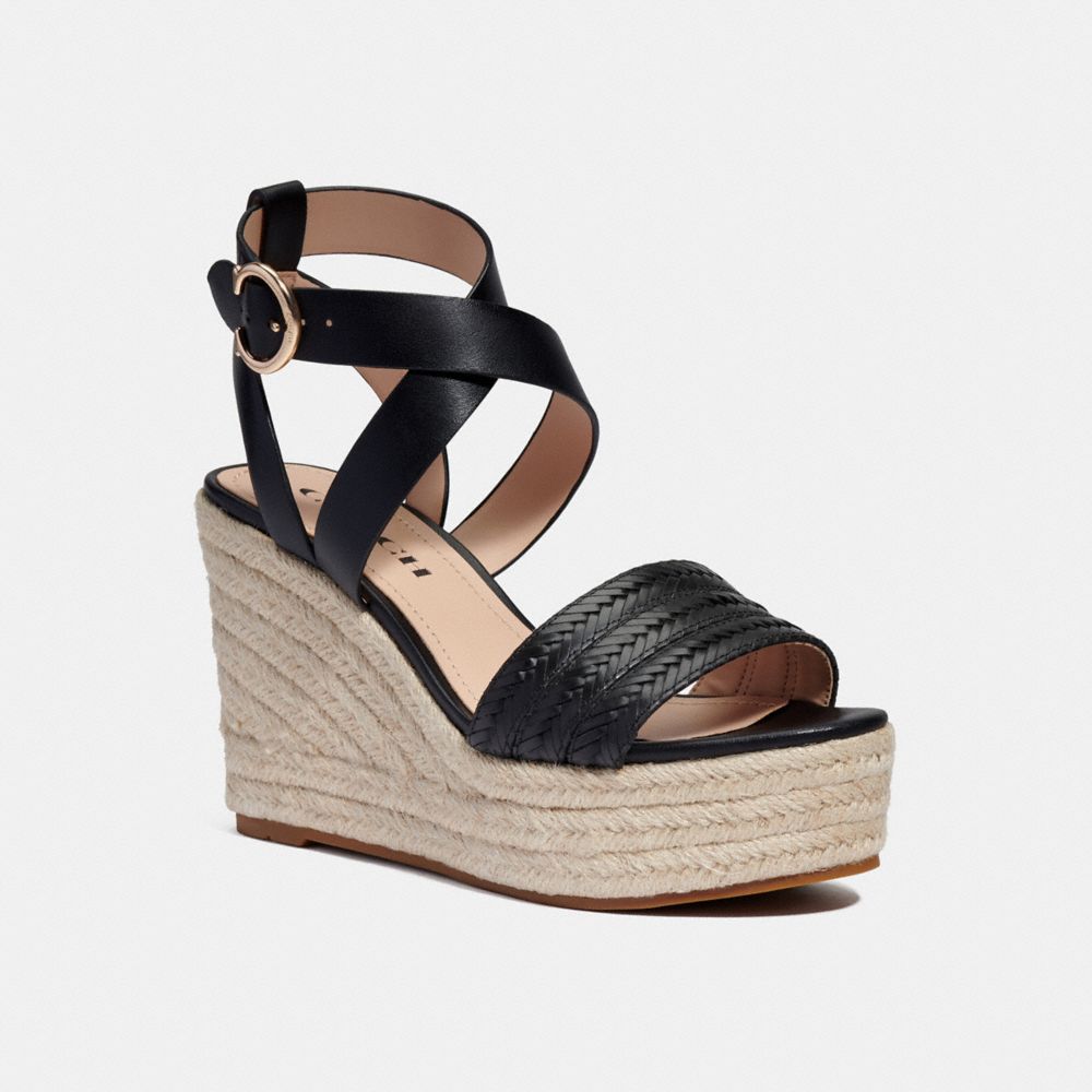 COACH®,ISABELA WEDGE,Leather,Black,Front View