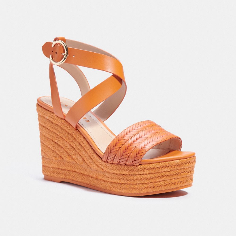 COACH®,ISABELA WEDGE,Leather,Candied Orange,Front View