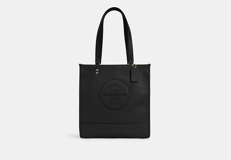 COACH®,DEMPSEY TOTE WITH PATCH,Leather,Large,Gold/Black,Front View