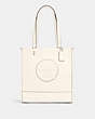 COACH®,DEMPSEY TOTE WITH PATCH,Leather,Large,Gold/Chalk,Front View