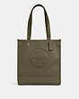 COACH®,DEMPSEY TOTE WITH PATCH,Leather,Large,Silver/Surplus,Front View