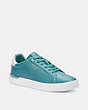 COACH®,CLIP LOW TOP SNEAKER,Leather,Chalk Ocean,Front View