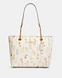COACH®,MARLIE TOTE WITH SPACED WILDFLOWER PRINT,pvc,Large,Gold/Chalk Multi,Front View