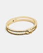 COACH®,DOUBLE ROW PAVE SIGNATURE HINGED BANGLE,Plated Brass,Gold,Front View