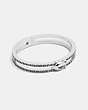 COACH®,DOUBLE ROW PAVE SIGNATURE HINGED BANGLE,Plated Brass,Silver,Front View