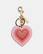 COACH®,70'S HEART BURST BAG CHARM IN SIGNATURE CANVAS,pvc,Mini,Gold/Pink Multi Khaki,Front View