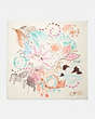 COACH®,EMBROIDERED DREAM DOODLE PRINT OVERSIZED SQUARE SCARF,Cotton/Silk,Chalk/Pink,Front View