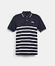 COACH®,STRIPED PIQUE POLO,n/a,Midnight Navy,Front View
