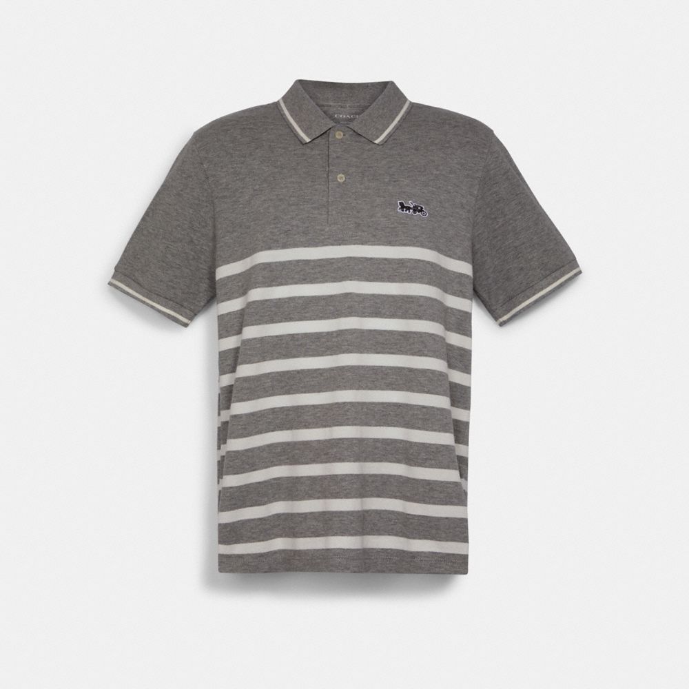 COACH®,Striped Pique Polo,,Front View